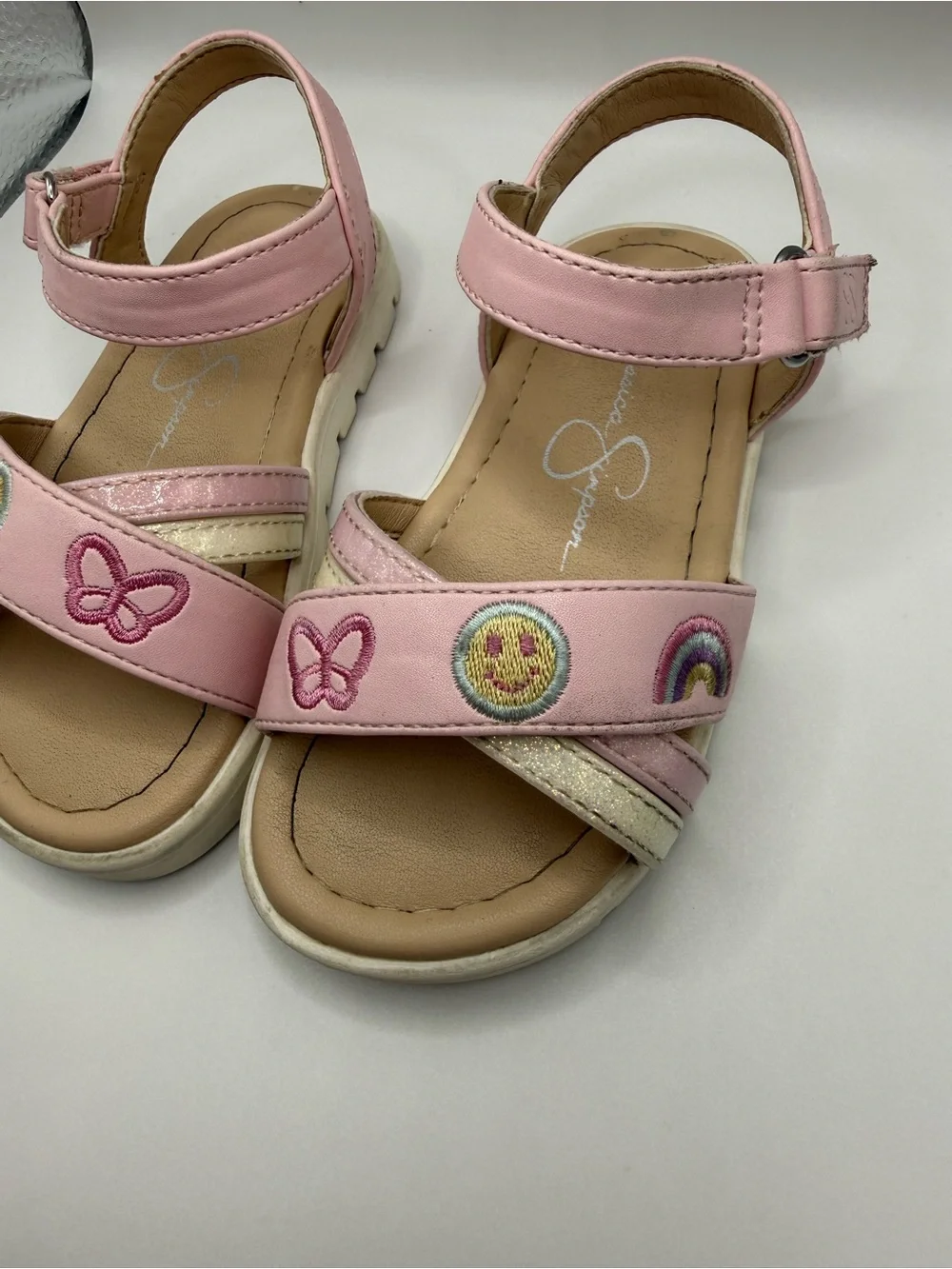 Jessica Simpson Pink Butterfly & Smiley Strap Sandals